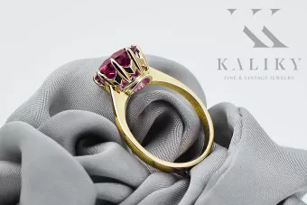  Rubín 14k žluté zlato Vintage vrc157y